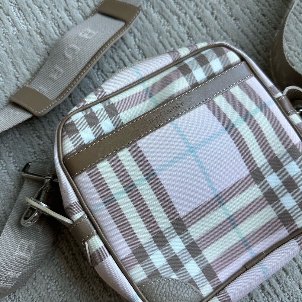 Burberry Nova Square Pink Check Crossbody Bag